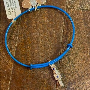 Alex and Ani Bright Blue Nutcracker Charm Bangle with silver gift with purchase